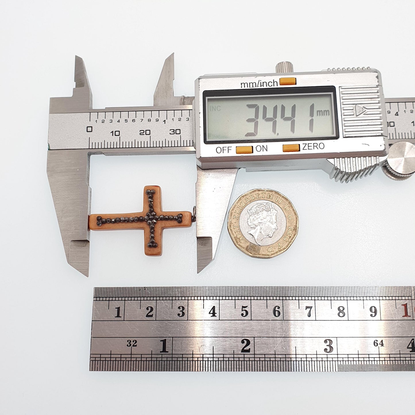 Antique Georgian Steel Cut Crucifix Pendant Cross Necklace Early 1800s Pre Victorian Handmade Vintage Jewelry Jewellery