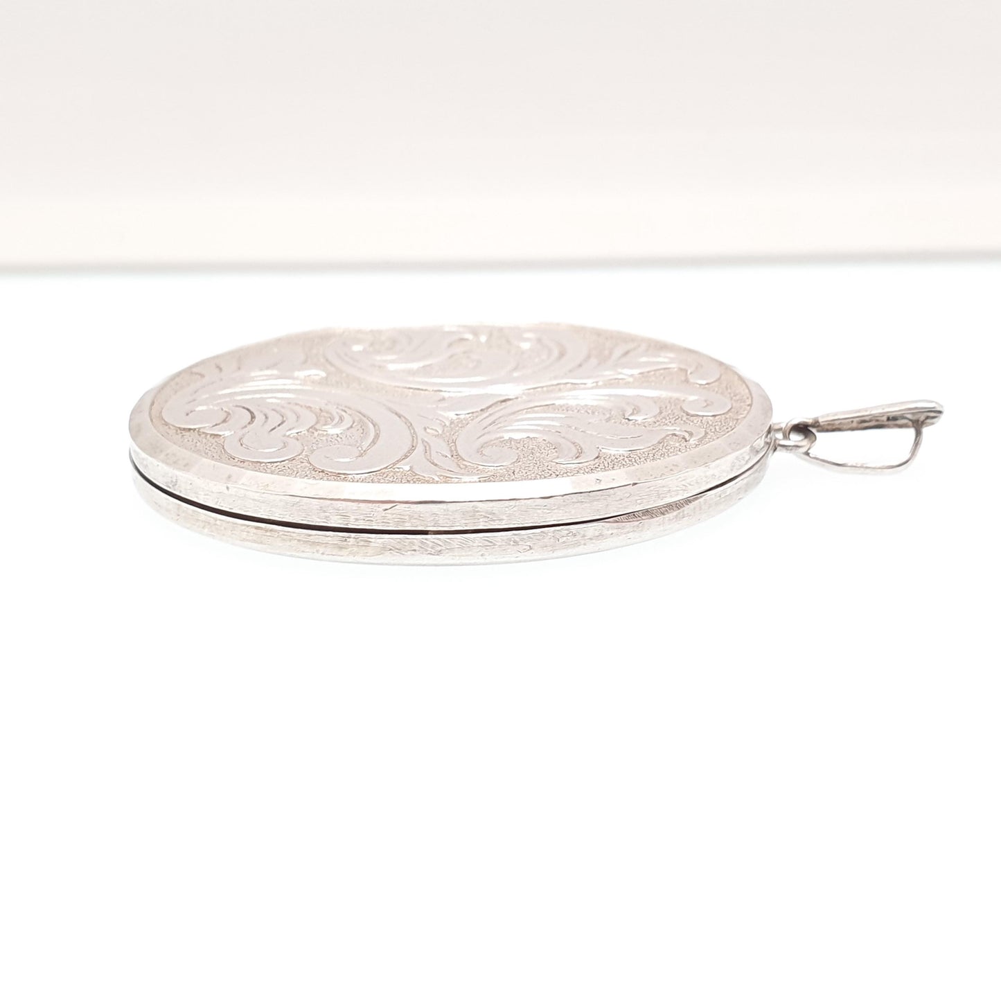 Vintage GEORG JENSEN Sterling Silver Locket Very Large Big 1970 Hallmark Engraved Necklace Pendant Picture Photo Womens Jewelry Jewellery