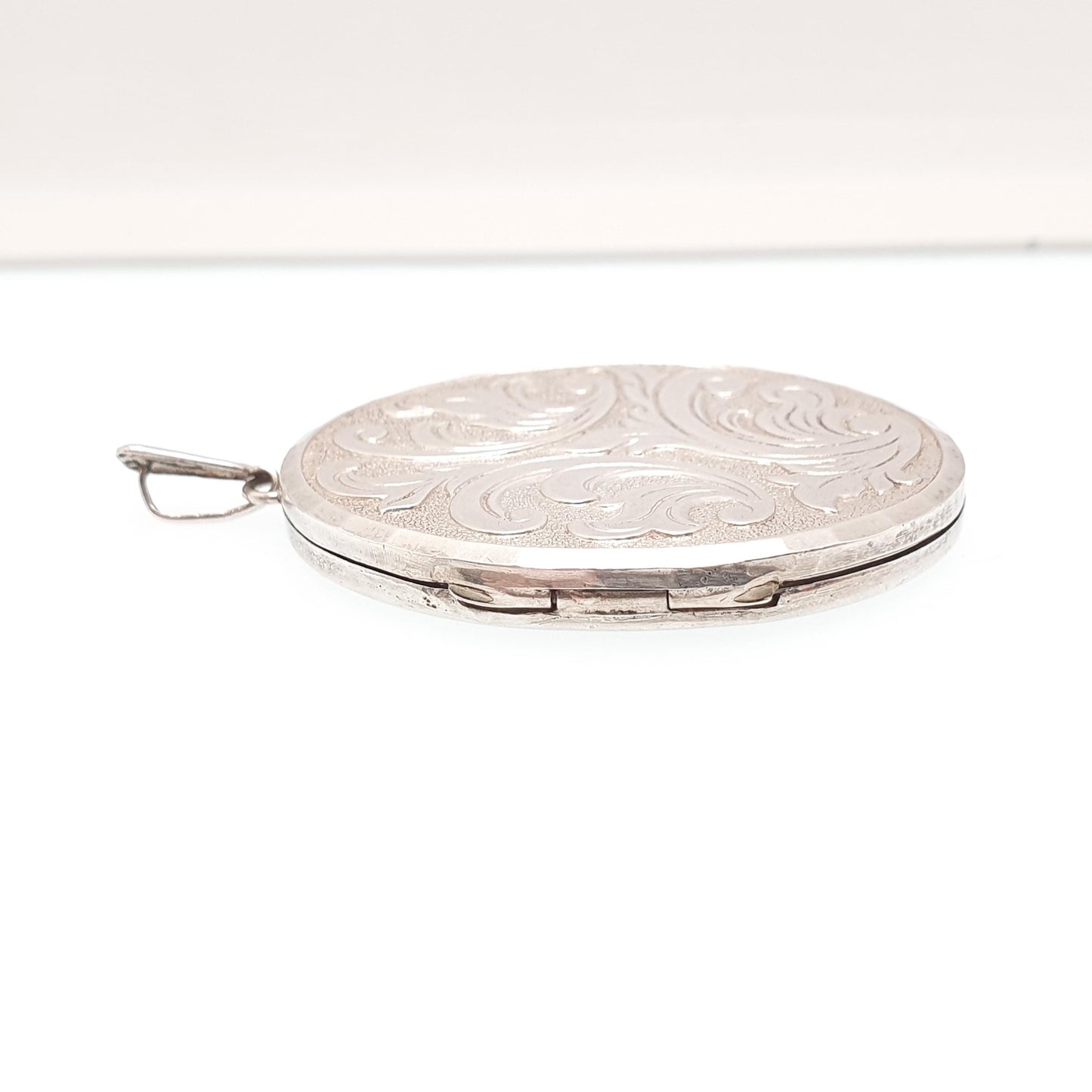 Vintage GEORG JENSEN Sterling Silver Locket Very Large Big 1970 Hallmark Engraved Necklace Pendant Picture Photo Womens Jewelry Jewellery