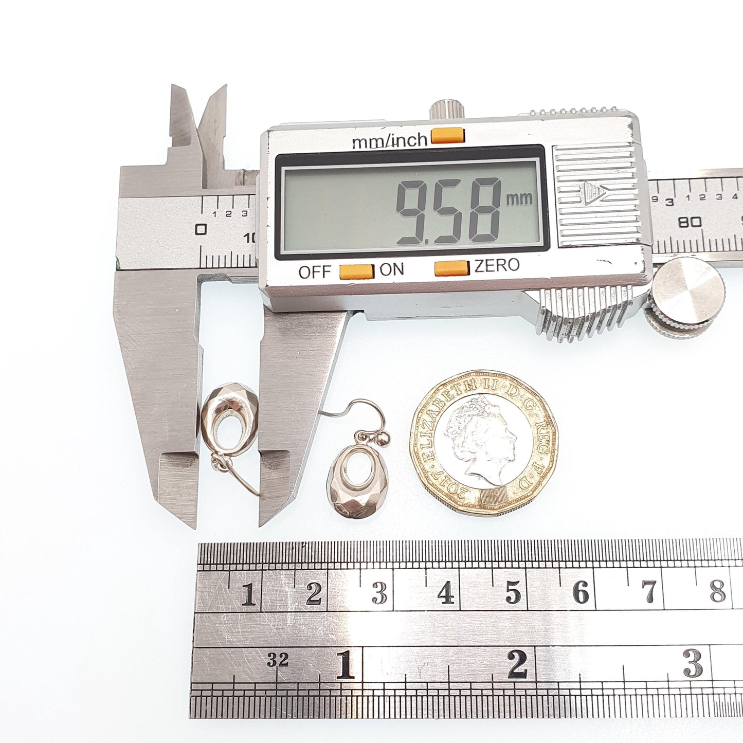 Antique Victorian Solid Silver Creole Hook Earrings Faceted Gypsy Etruscan Genuine 1800s Vintage Jewelry Jewellery