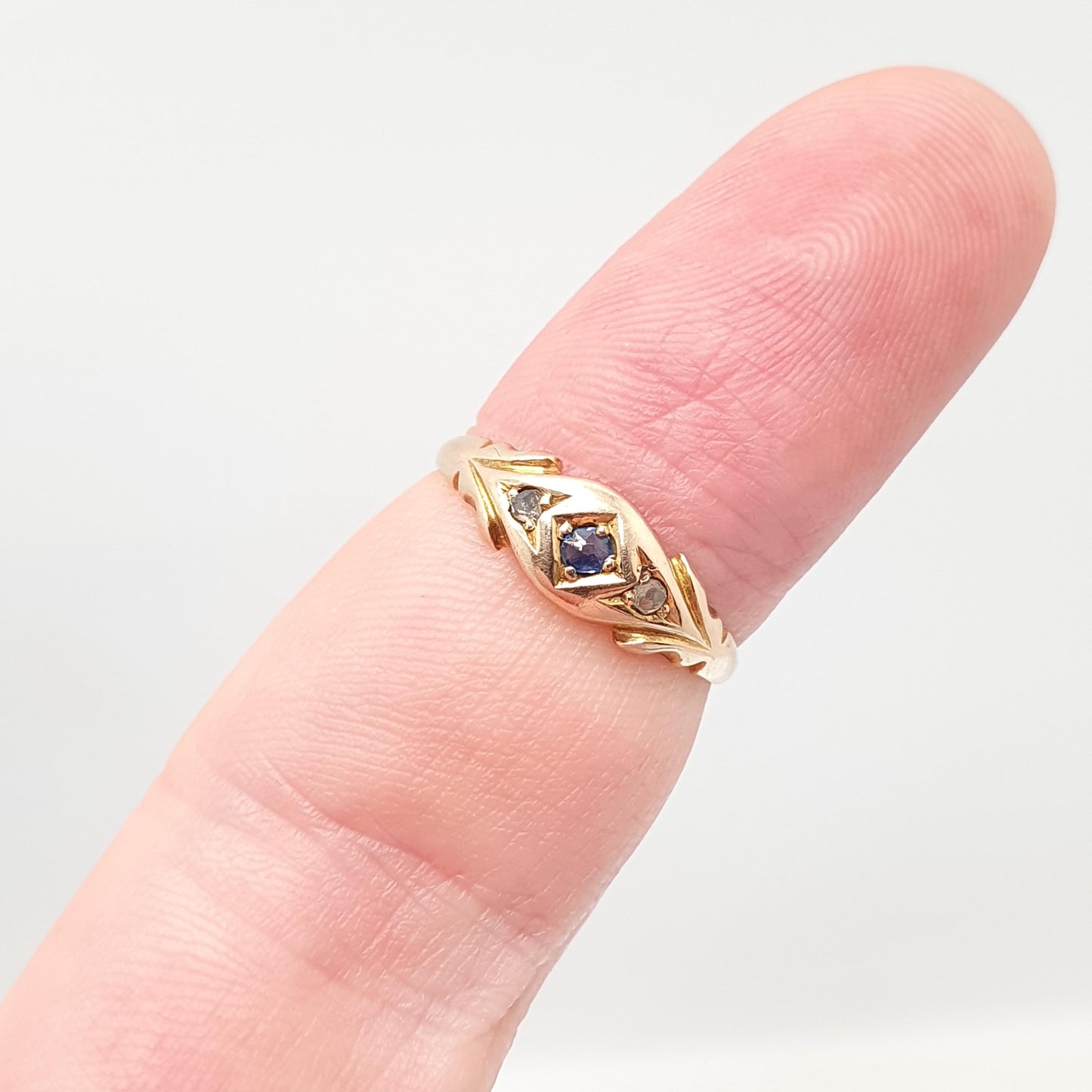Antique 15ct Gold Sapphire Ring Diamond Victorian Solid 625 15 Carat Fine Estate Womens Vintage Jewelry Jewellery