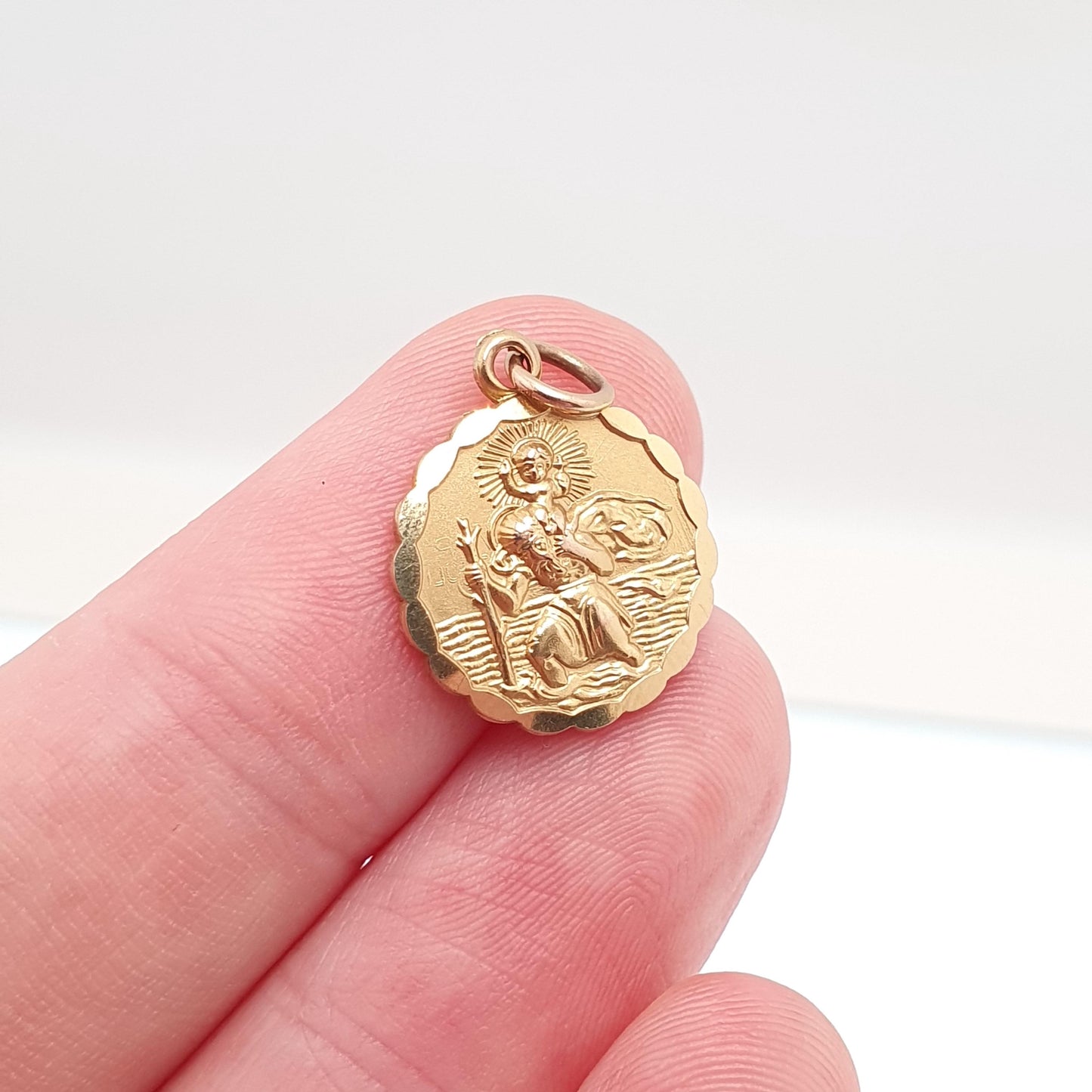 Vintage GEORG JENSEN 9ct 9k Gold St Christopher Pendant Car Plane Double Sided Solid 375 Necklace Cute Saint Men Women
