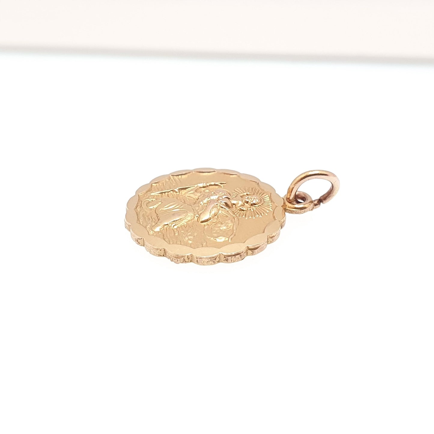 Vintage GEORG JENSEN 9ct 9k Gold St Christopher Pendant Car Plane Double Sided Solid 375 Necklace Cute Saint Men Women