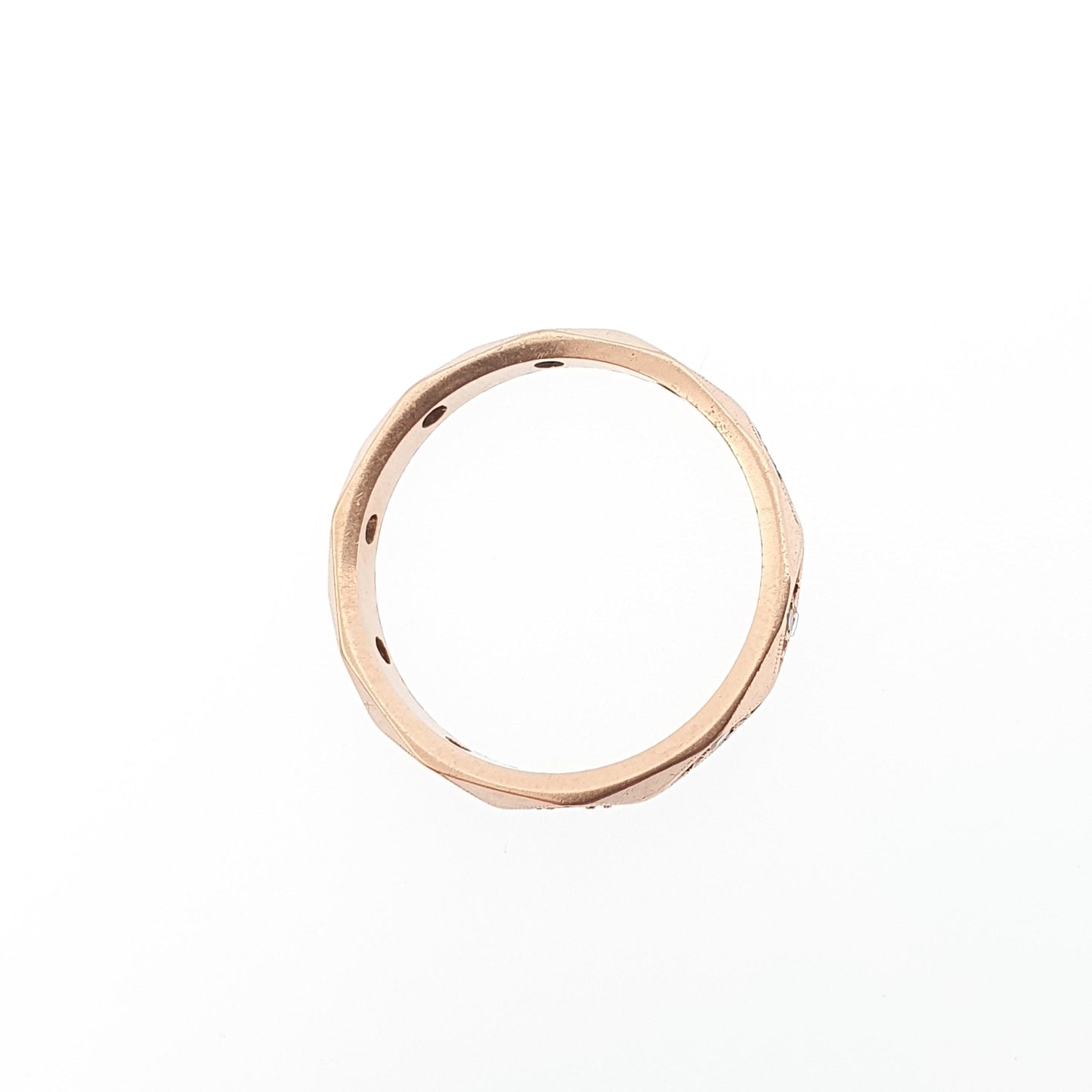 Antique 9ct Rose Gold Faceted Eternity Ring White Spinel Art Deco 1920s Full Band Angled Gemstone Solid 9k 375 Vintage Jewelry Jewellery