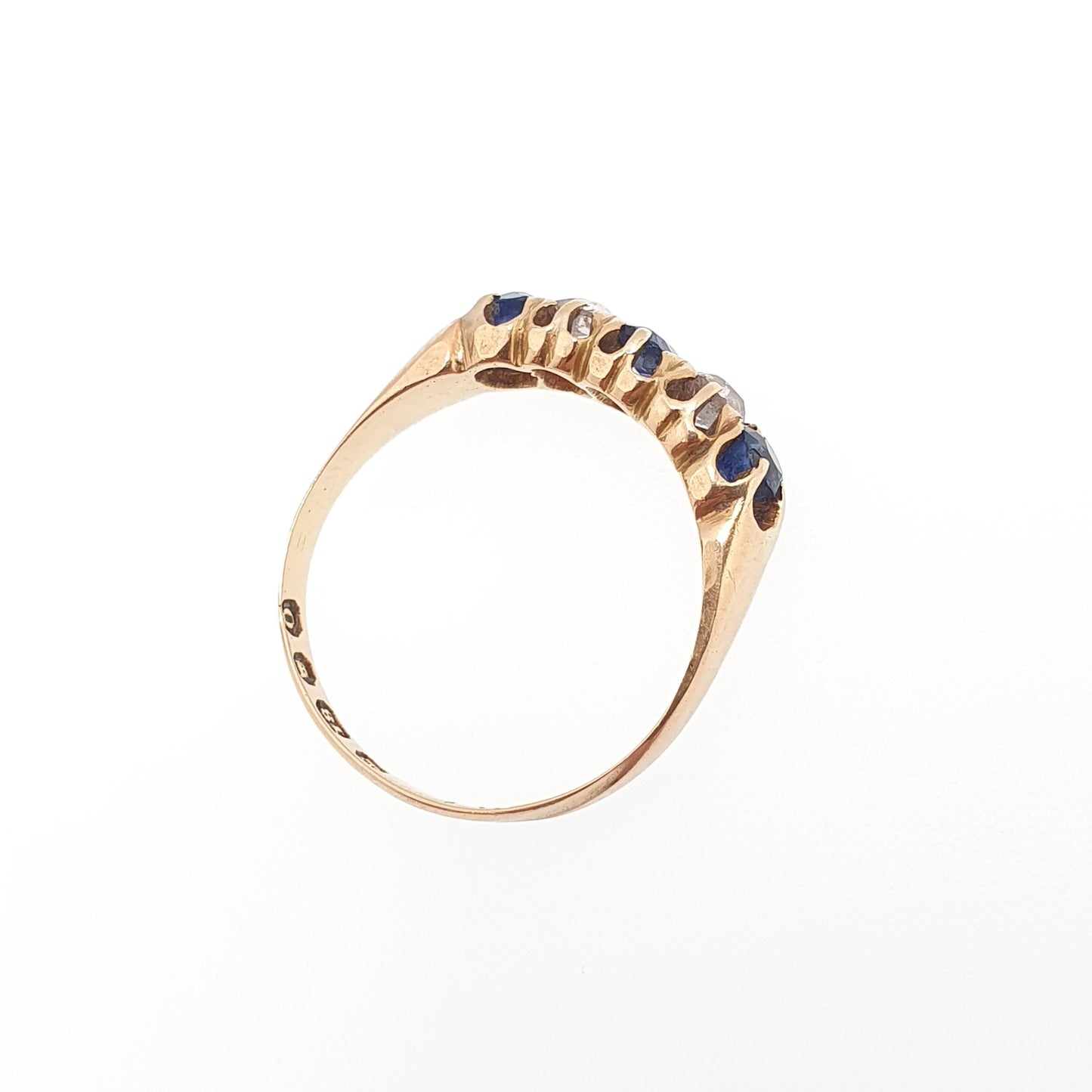 Antique 18ct Gold Sapphire & Diamond Ring Natural Gemstones Victorian Old Cut Solid 18k 18kt Vintage Jewelry Jewellery