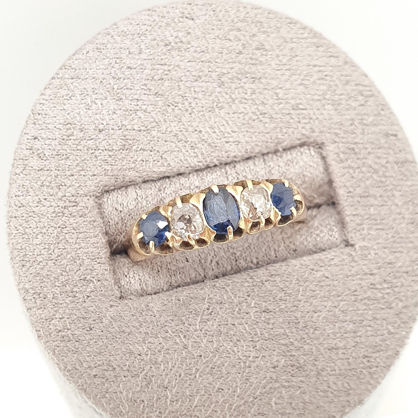 Antique 18ct Gold Sapphire & Diamond Ring Natural Gemstones Victorian Old Cut Solid 18k 18kt Vintage Jewelry Jewellery