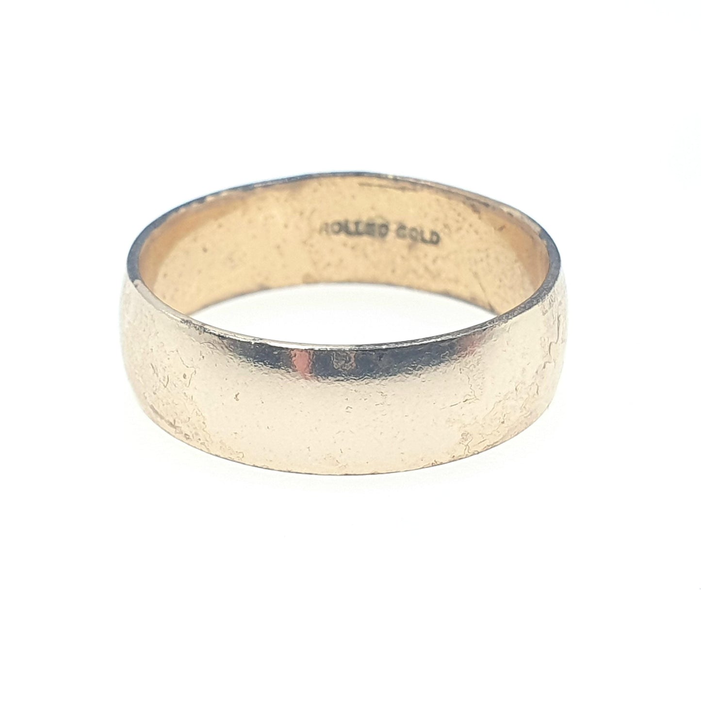 Antique Rolled Gold Band Ring Gold Filled Wide Thick Plain Smooth Wedding Band Vintage Mens Womens Jewelry Jewellery