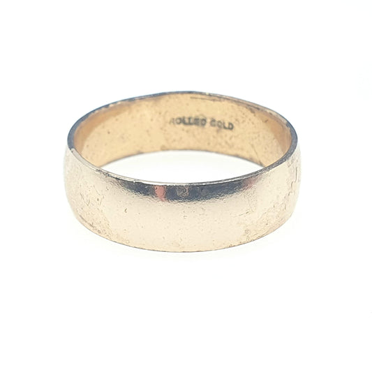 Antique Rolled Gold Band Ring Gold Filled Wide Thick Plain Smooth Wedding Band Vintage Mens Womens Jewelry Jewellery