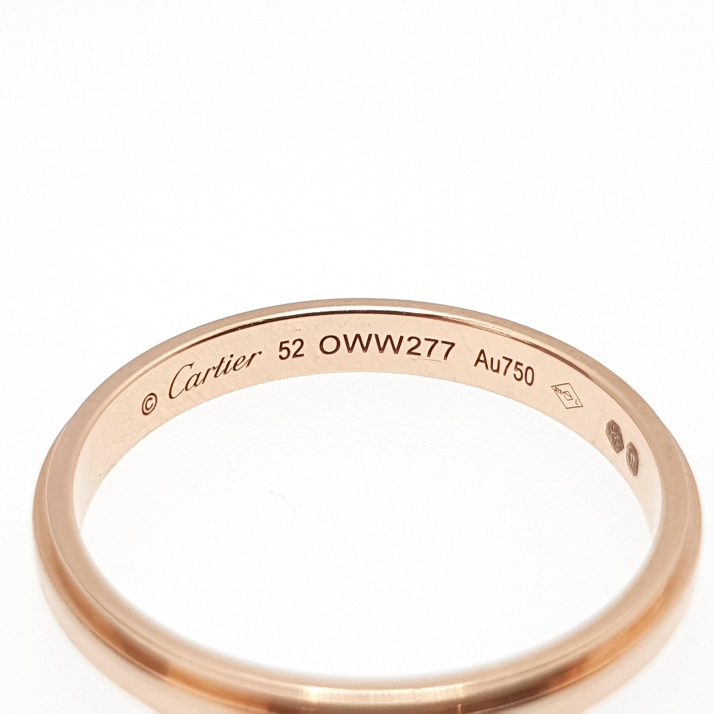CARTIER d'Amour 18ct 18k Rose Gold Wedding Band Ring 2.5mm Stepped Red Stacking Stacker 750 Vintage Jewelry Jewellery