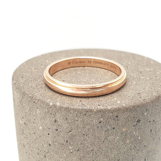 CARTIER d'Amour 18ct 18k Rose Gold Wedding Band Ring 2.5mm Stepped Red Stacking Stacker 750 Vintage Jewelry Jewellery