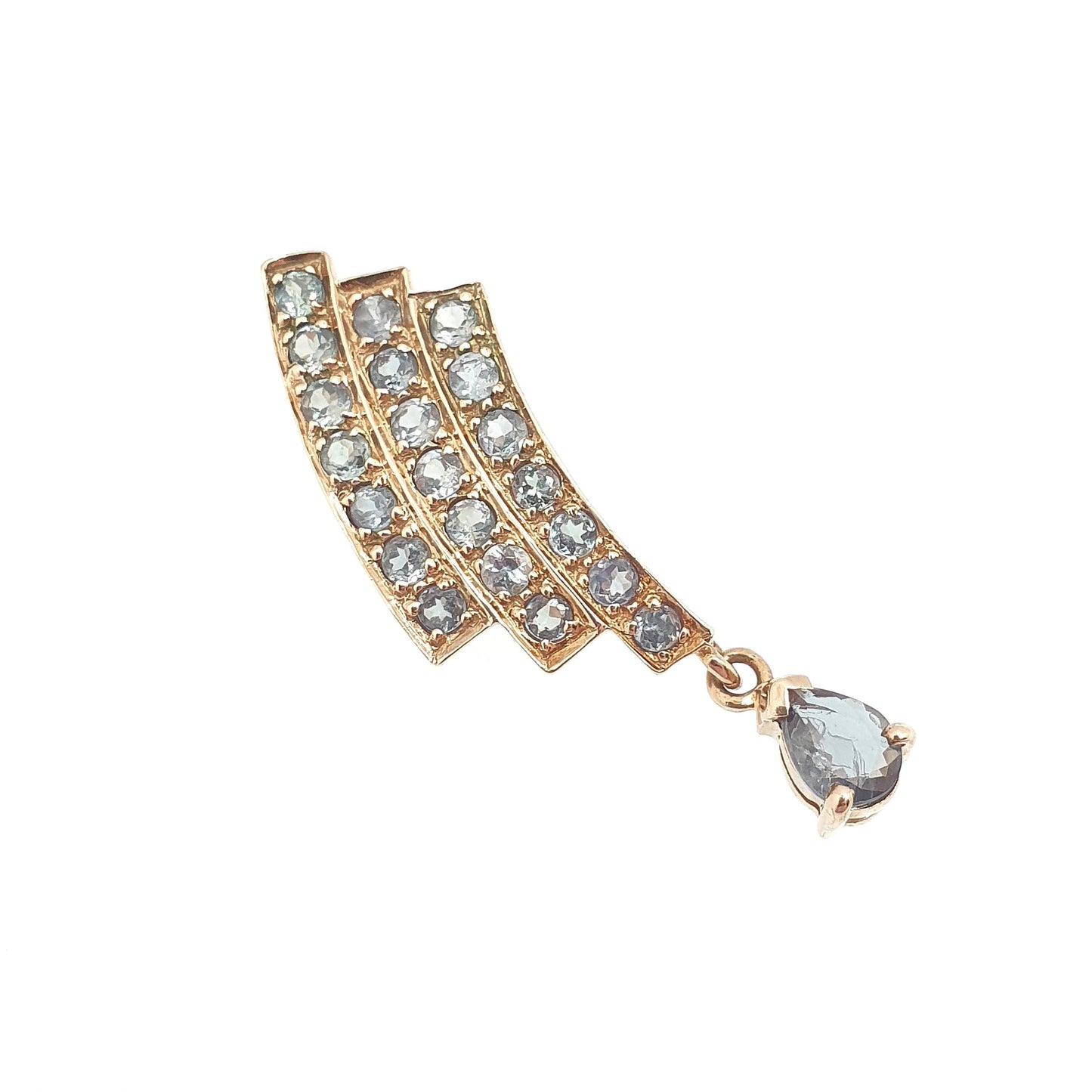 Vintage 9k 9ct Gold Green Sapphire Necklace Pendant Teal Solid 375 Genuine Gemstone Retro Womens Jewelry Jewellery