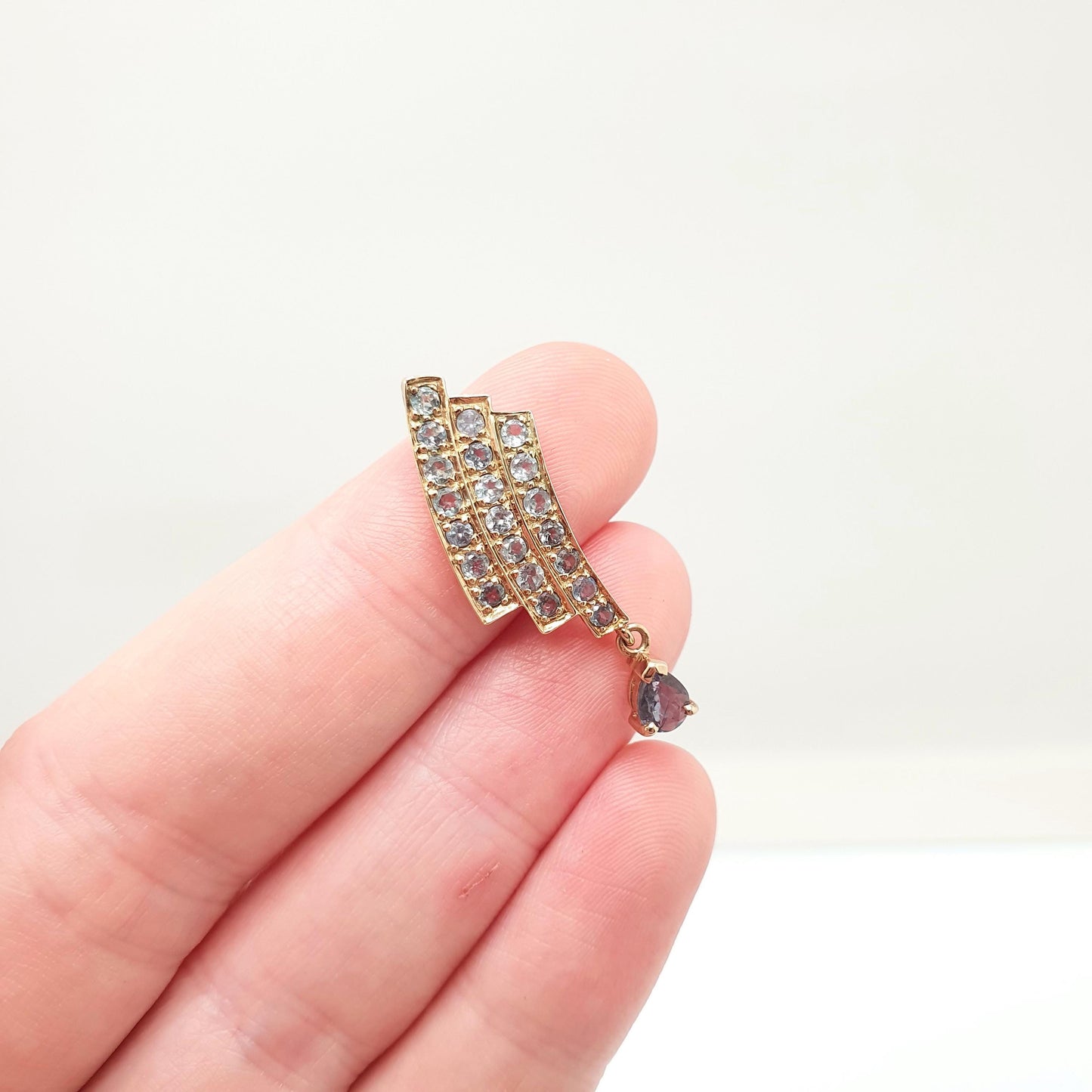 Vintage 9k 9ct Gold Green Sapphire Necklace Pendant Teal Solid 375 Genuine Gemstone Retro Womens Jewelry Jewellery