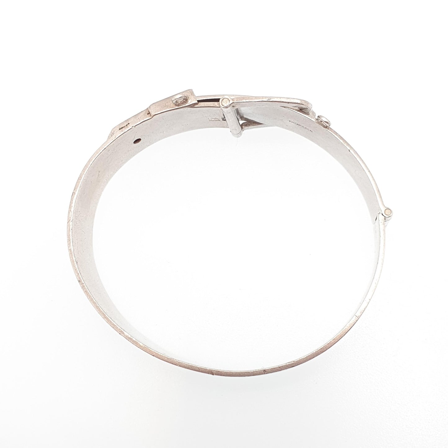 Vintage Sterling Silver Ruby Belt Buckle Bracelet Bangle Star Pattern 1970 Hallmark 35.53g Heavy Genuine Gemstone Jewelry Jewellery