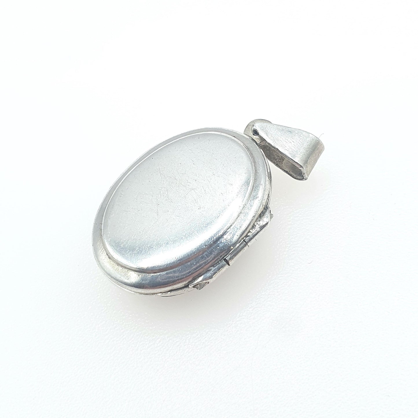 Vintage Sterling Silver Onyx Locket Black Gemstone Centre Photo Necklace Jewelry Womens Mens Unisex Jewellery