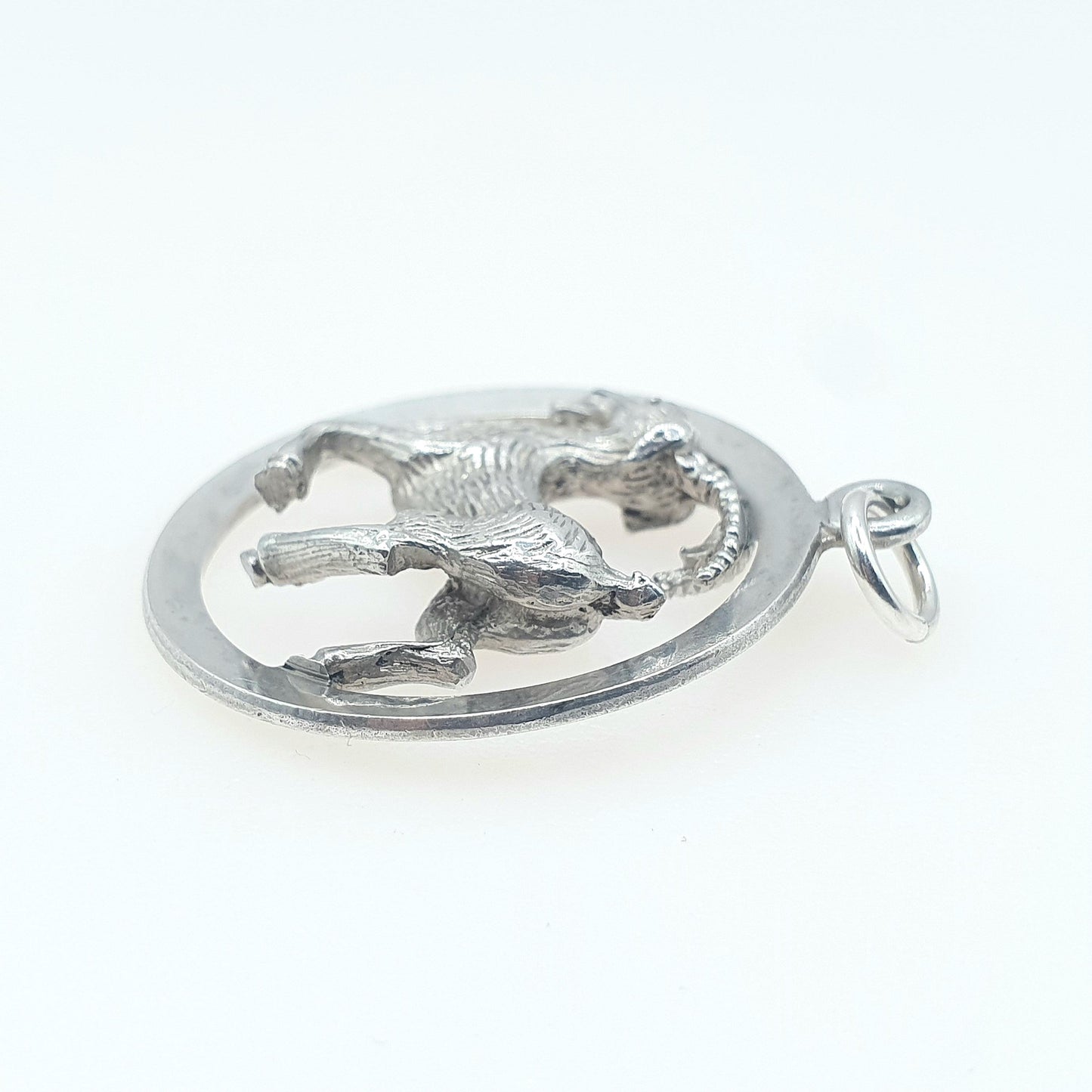 Vintage Sterling Silver Aries Ram Pendant Zodiac Astrology Horoscope Mens Womens Jewelry Jewellery Necklace Unisex