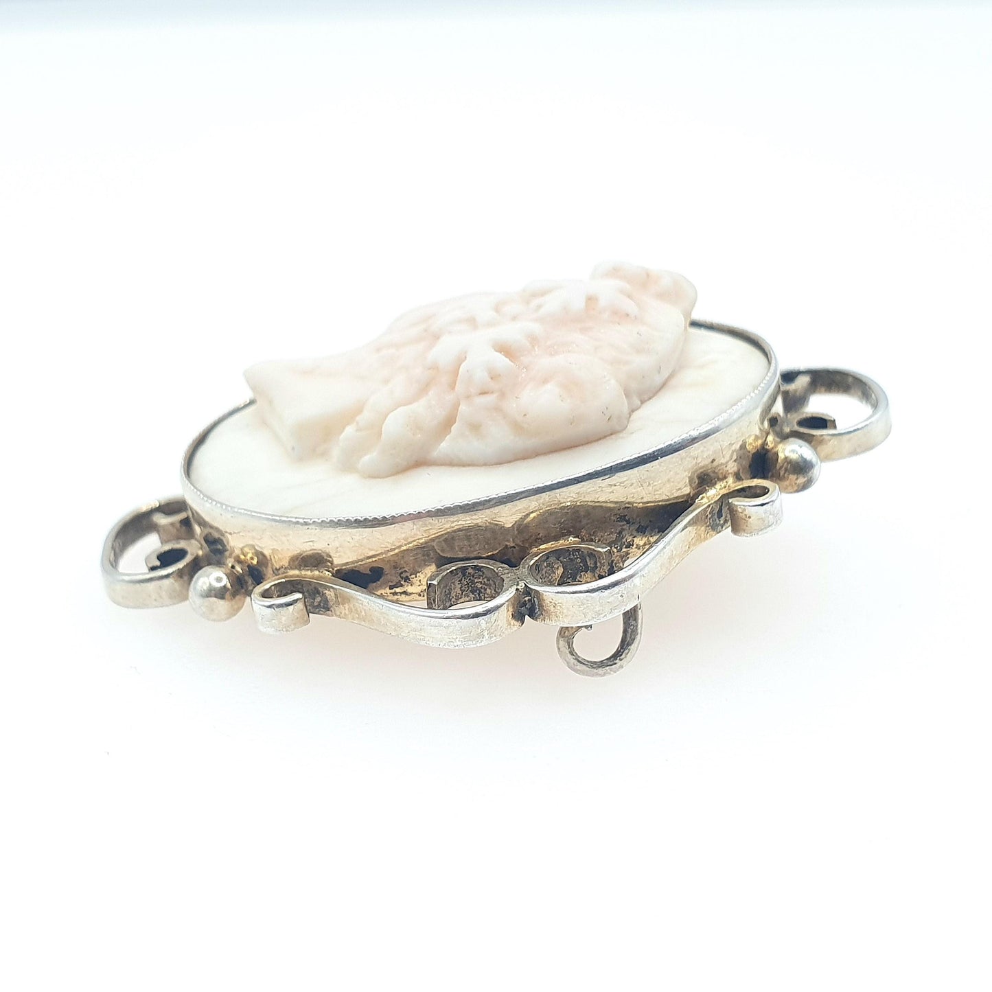 Antique Victorian Sterling Silver Gold Vermeil Cameo Brooch Pin Dionysius Greek God Vintage Womens Jewelry Jewellery