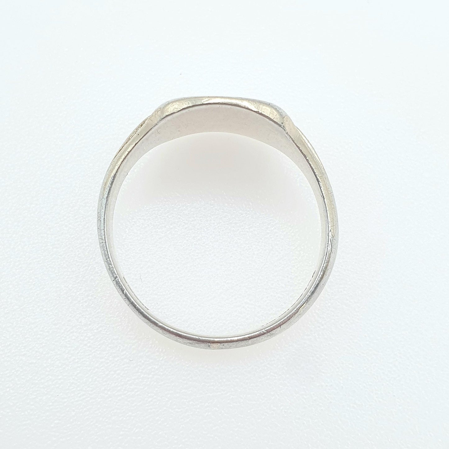 Old Vintage Sterling Silver Gold Vermeil Signet Ring Square Chunky 1930s Mens Womens Jewelry Jewellery