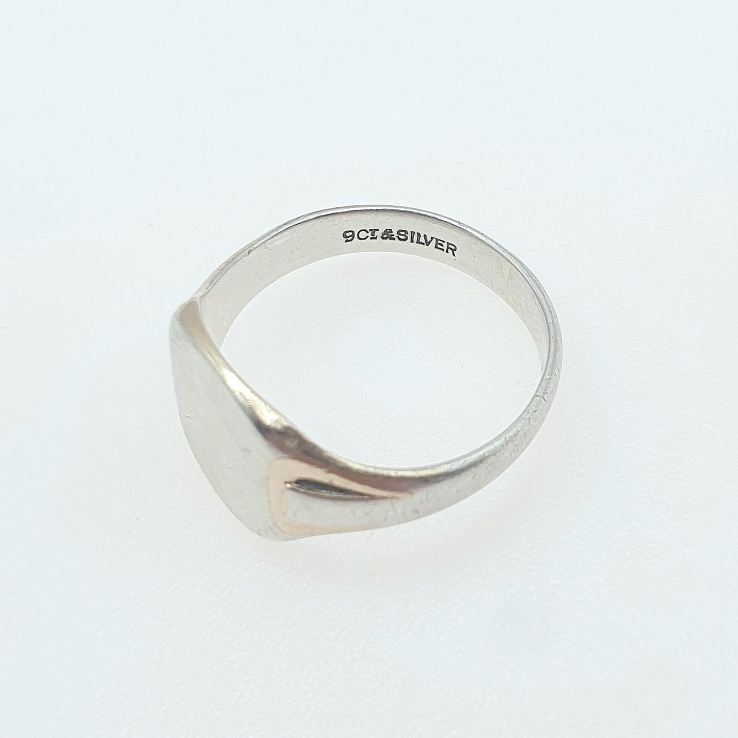 Old Vintage Sterling Silver Gold Vermeil Signet Ring Square Chunky 1930s Mens Womens Jewelry Jewellery
