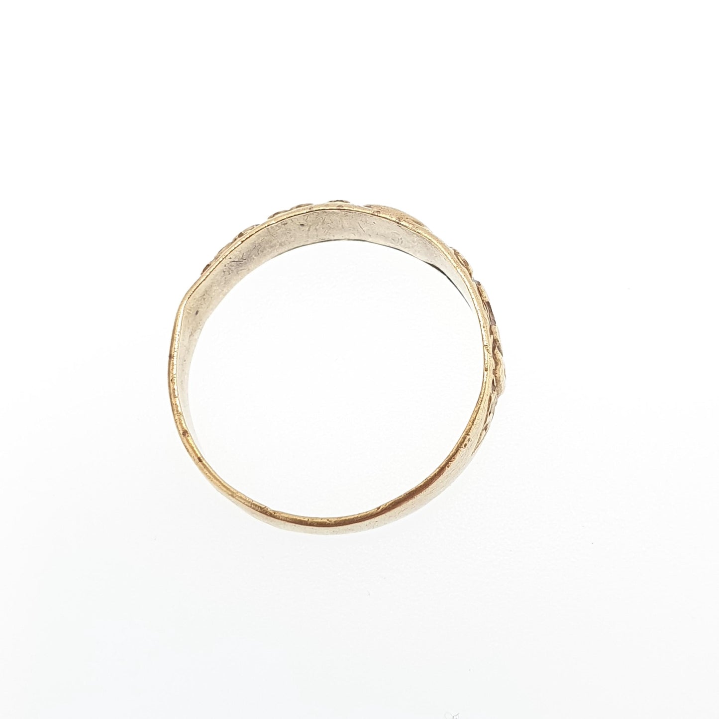 Antique Victorian Genuine Pinchbeck GOOD LUCK Ring Horseshoe Lucky Band Gold Tone Mens Vintage Rare Jewelry Jewellery
