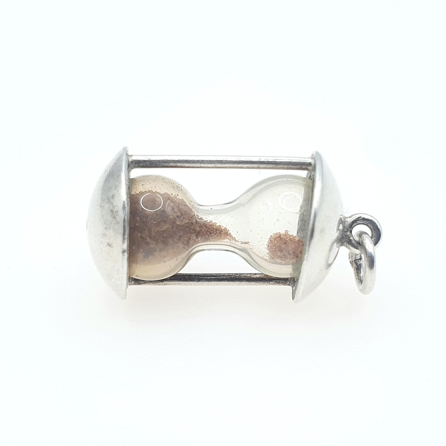 RESERVED/SOLD DON Antique Solid Silver Hourglass Charm Pendant with Moving Sand Time Vintage Jewelry Jewellery Women’s Mens Necklace Quirky Cute Minature