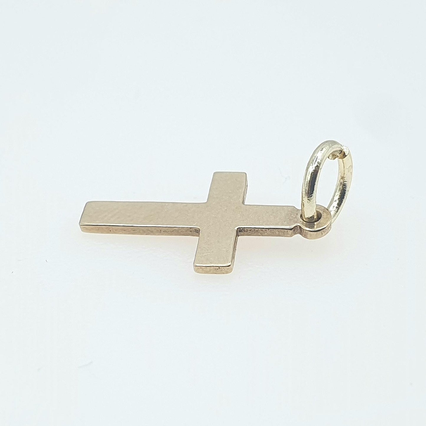 Vintage 9ct Gold Tiny Cross Pendant Crucifix Charm Solid 9k 375 H/M "G" 1956 Catholic Christian Religious Mens Womens Jewelry Jewellery