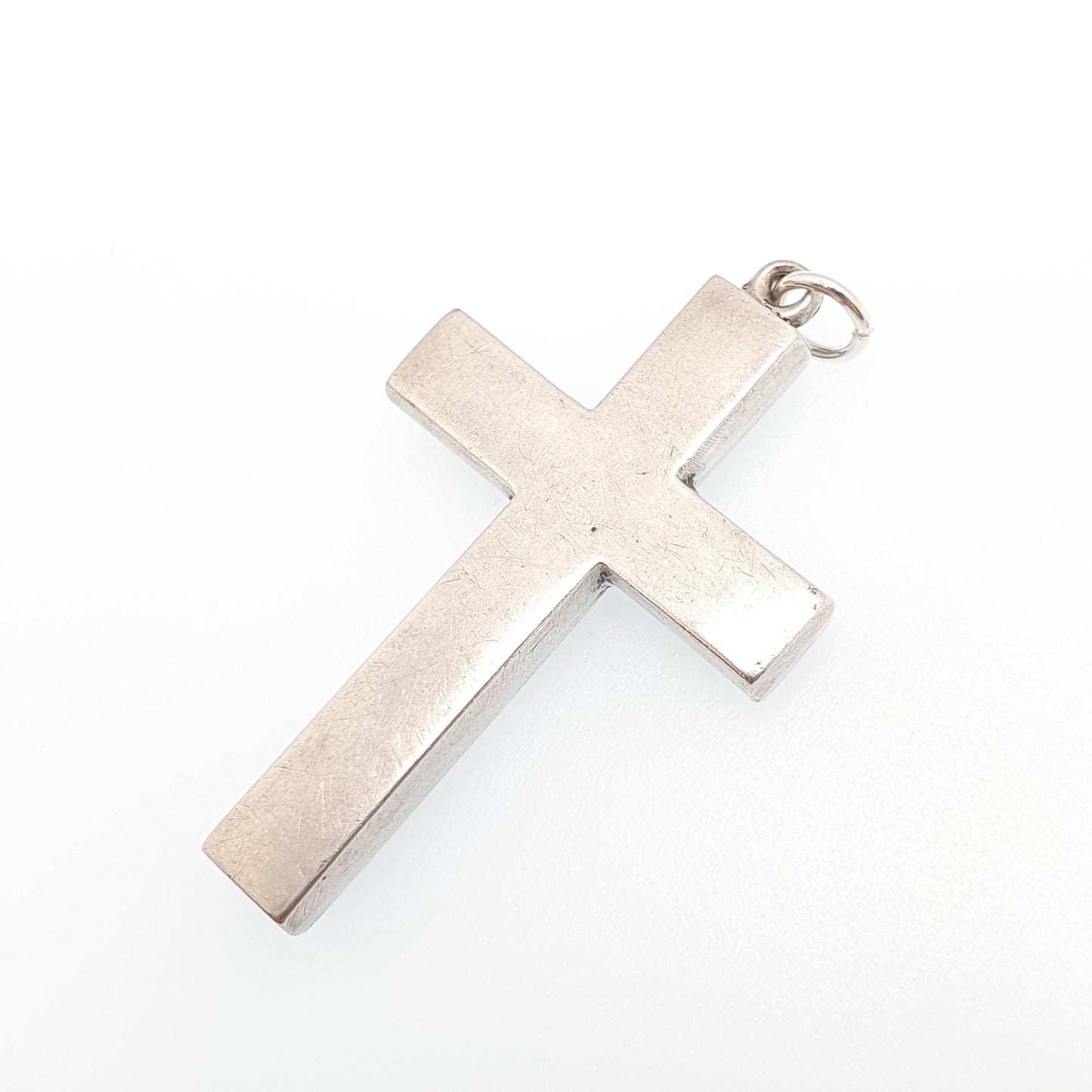 Antique Victorian Solid Silver Aberdeenshire Granite Cross Necklace Pendant Scottish Crucifix Big Large Vintage Jewelry Jewellery