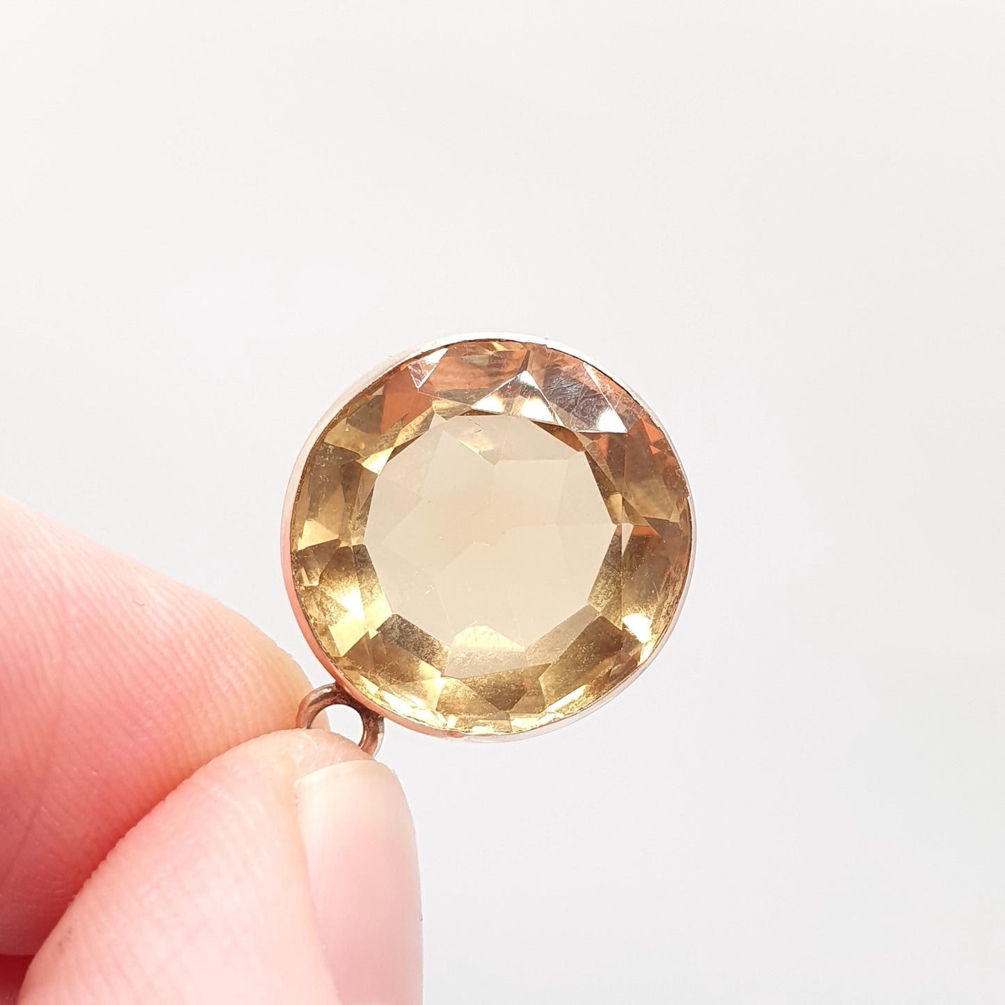 Antique 9ct 9k Gold Citrine Pendant Necklace Victorian Natural Gemstone Round Cut Large Orange Quartz Vintage Jewellery Jewelry