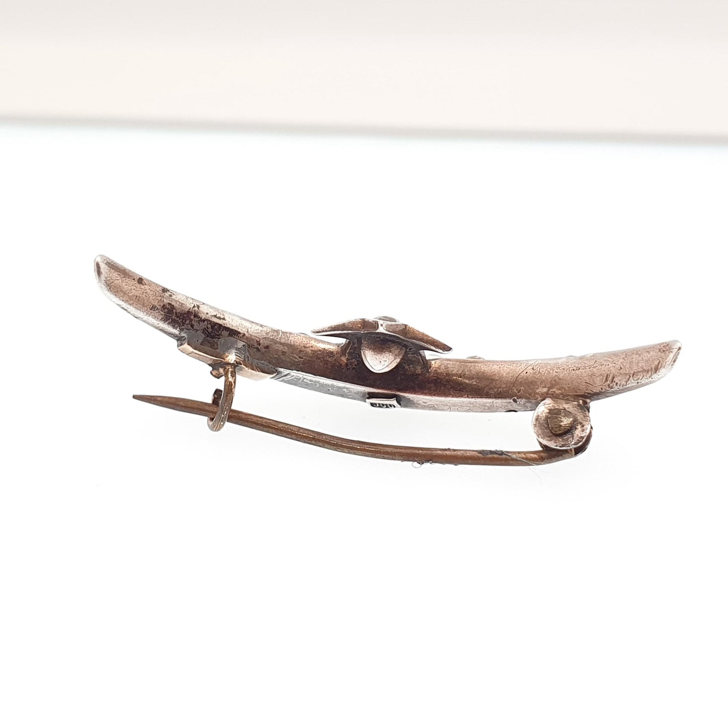 Antique Victorian Crescent Moon & Star Solid Silver Brooch Pin Diamond Paste Vintage Celestial 1800s Jewellery Jewelry