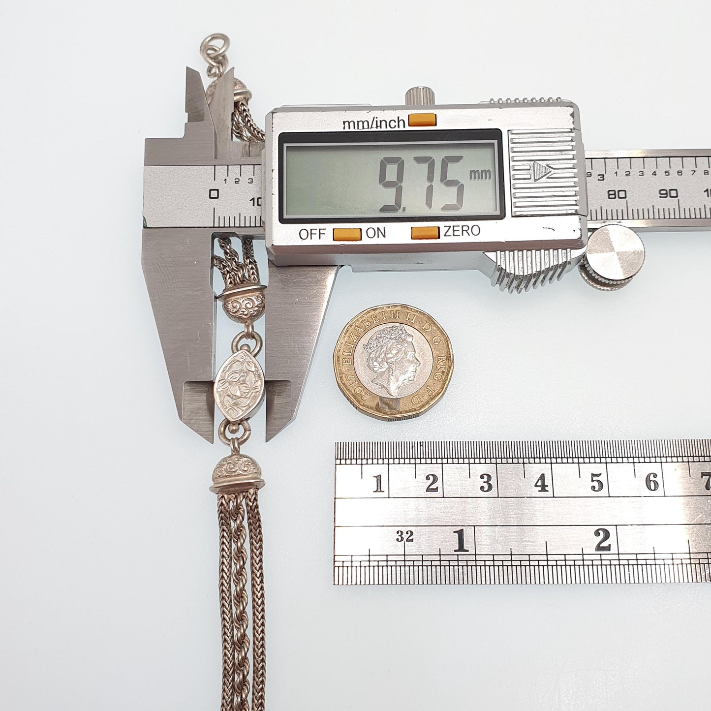 Antique Solid Silver Albertina Bracelet Victorian Engraved Centre Rope Link Chain 13.27g 19cm Vintage Womens Jewelry Jewellery