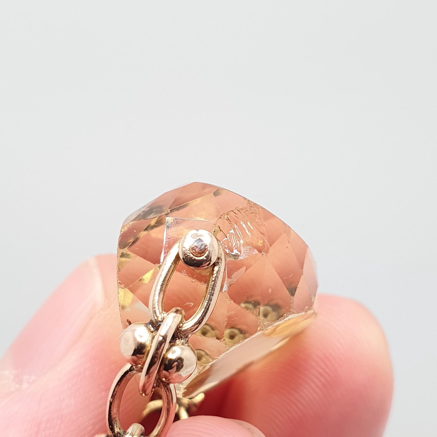 Antique Victorian 9ct 9k Gold Citrine Spinner Fob Pendant Necklace Large Big Solid 375 Vintage Jewellery Jewelry
