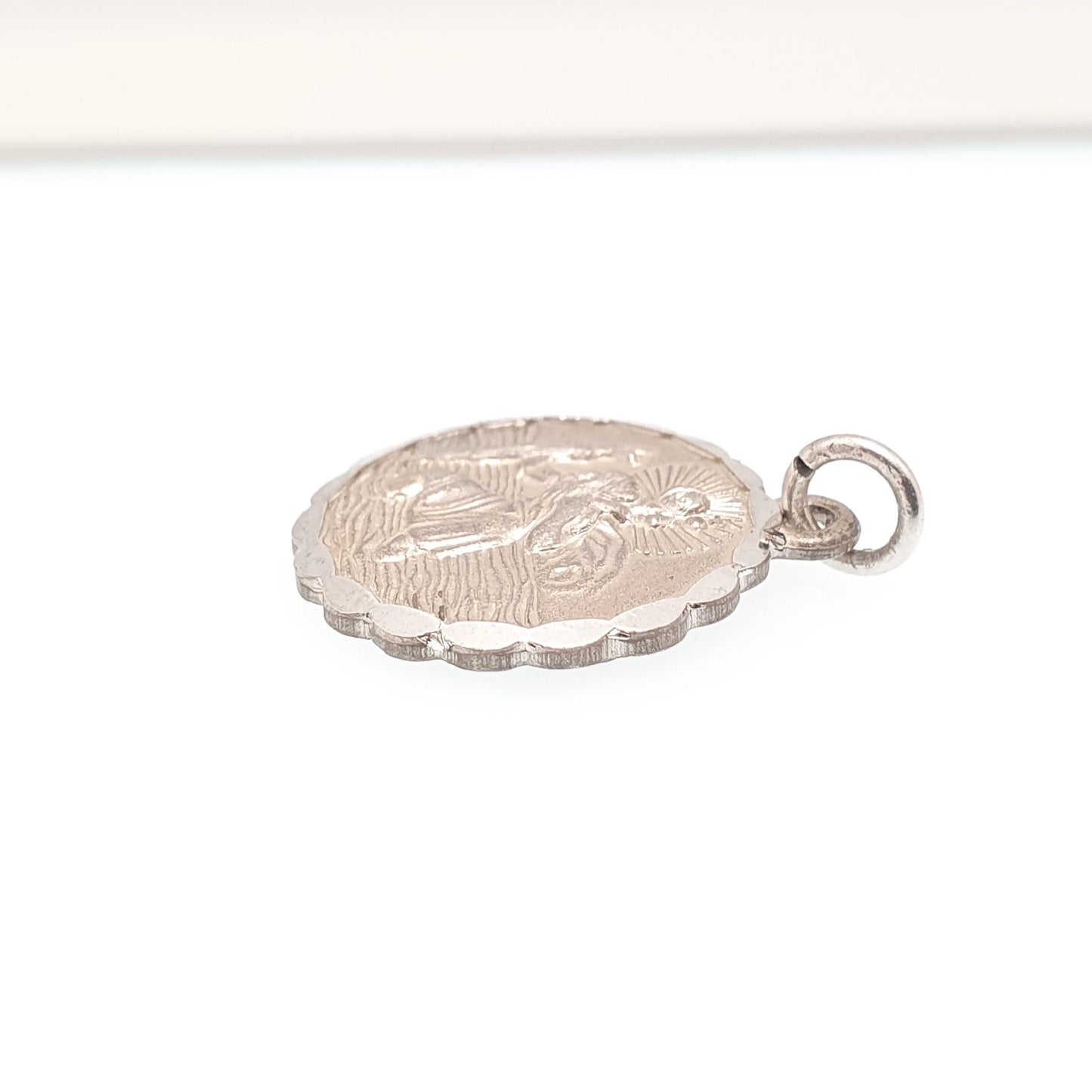 GEORG JENSEN Vintage Sterling Silver St Christopher Pendant Necklace Small Plane Car Double Sided Genuine Saint Jewellery Jewelry Women