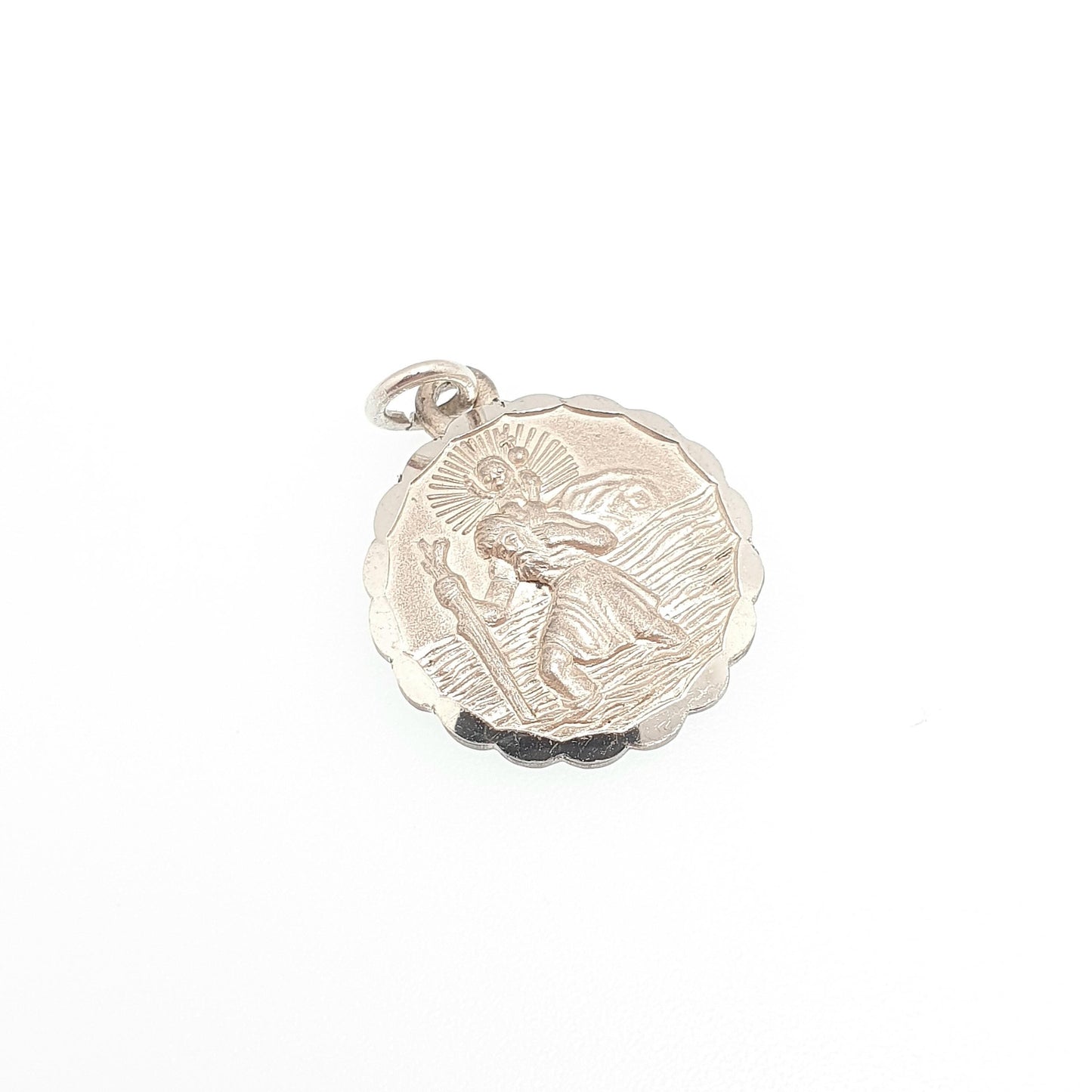 GEORG JENSEN Vintage Sterling Silver St Christopher Pendant Necklace Small Plane Car Double Sided Genuine Saint Jewellery Jewelry Women