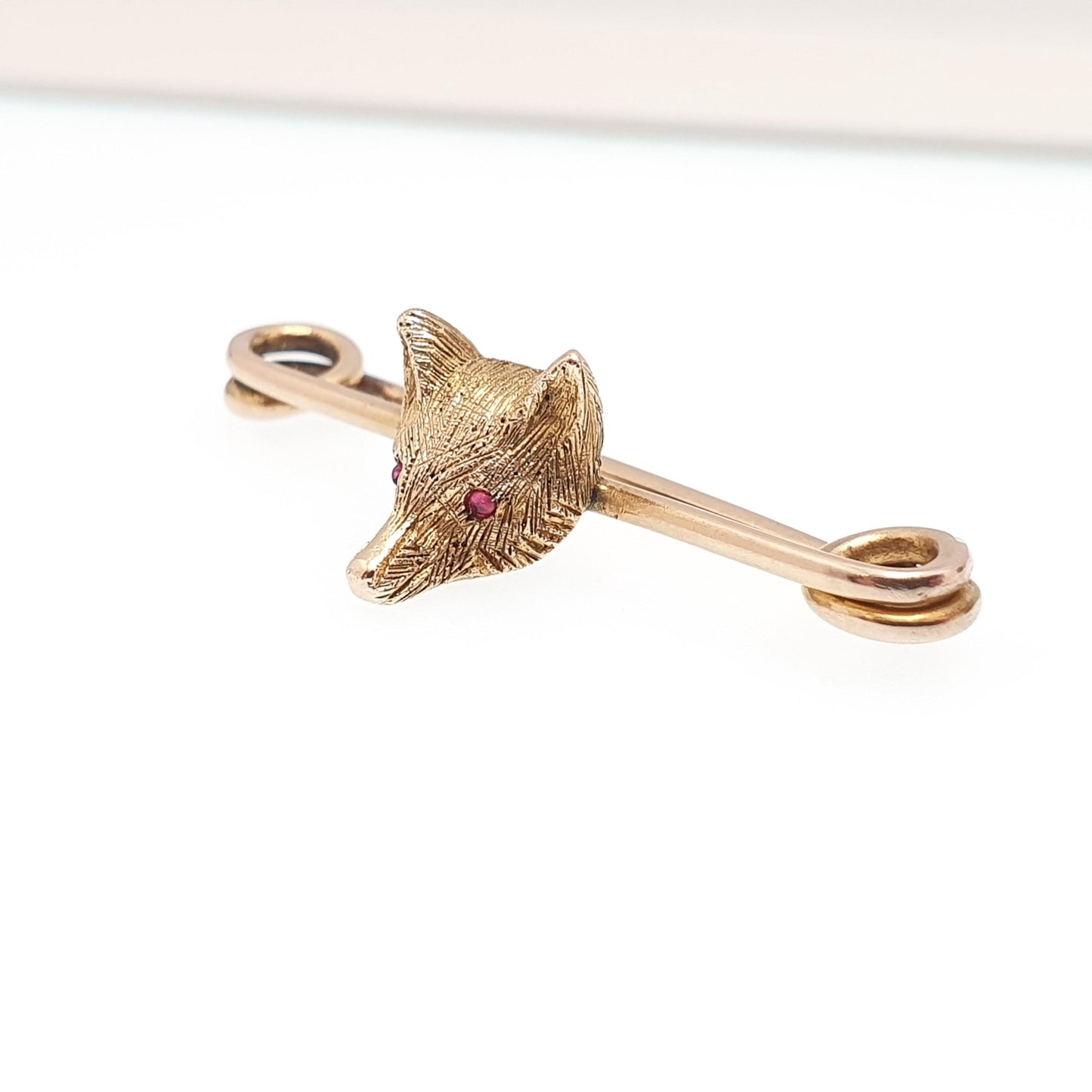 Antique 15ct Gold Fox Brooch Ruby Eyes Victorian Pin Solid 9ct and 15 Carat Foxes Animal Jewelry Jewellery Vintage