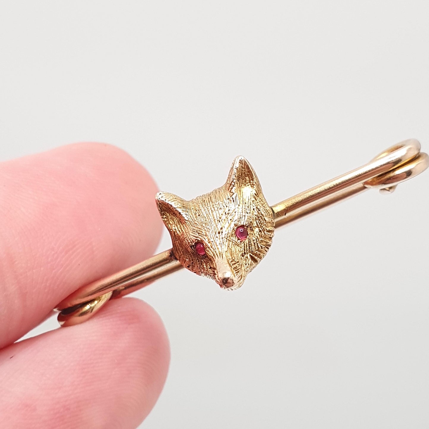 Antique 15ct Gold Fox Brooch Ruby Eyes Victorian Pin Solid 9ct and 15 Carat Foxes Animal Jewelry Jewellery Vintage