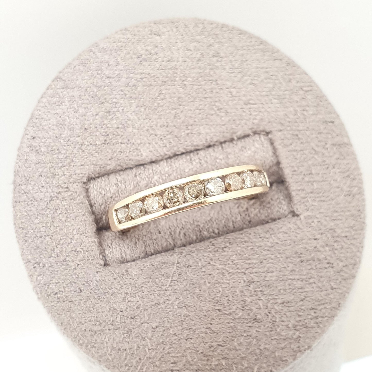 Vintage 9ct 9k Diamond Gold Ring Natural Diamonds 0.2ct Total Half Eternity Solid 375 Sparkly Genuine Real Gemstone Jewelry Jewellery