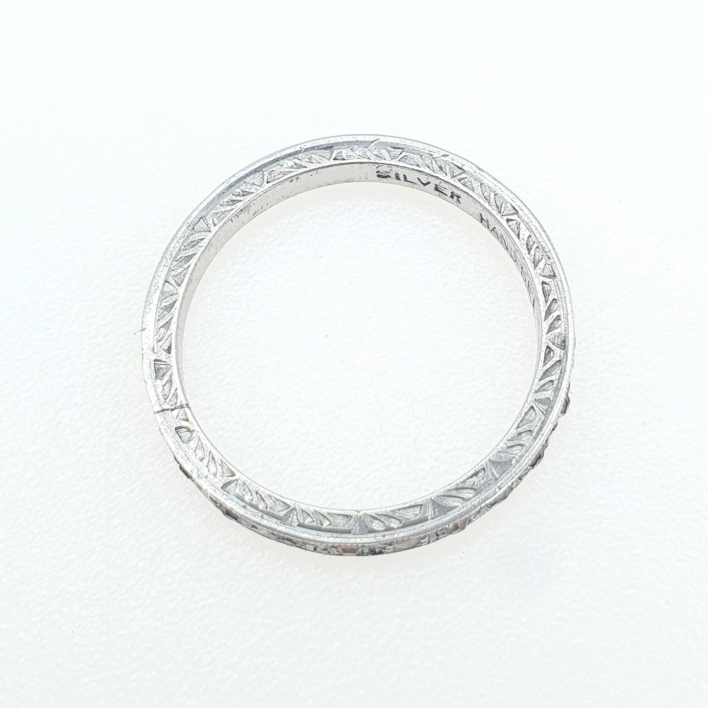 Antique Art Deco Solid Silver Diamond Paste Eternity Ring Full Band 1920s Vintage Ladies Womens Jewelry Jewellery
