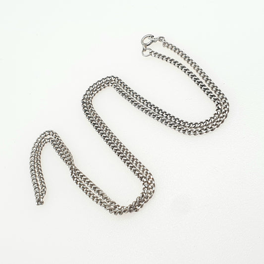 Vintage Sterling Silver Curb Link Chain Necklace 45cm 17.7” 4.73 Links Chains Mens Womens Retro Jewelry Jewellery