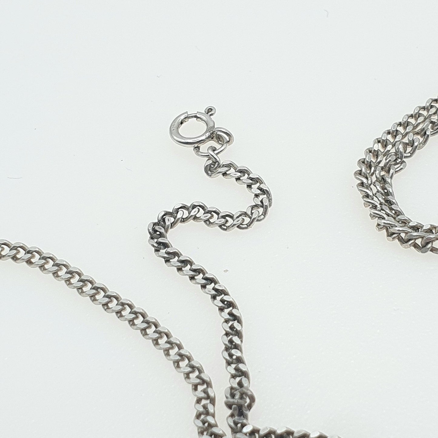 Vintage Sterling Silver Curb Link Chain Necklace 45cm 17.7” 4.73 Links Chains Mens Womens Retro Jewelry Jewellery