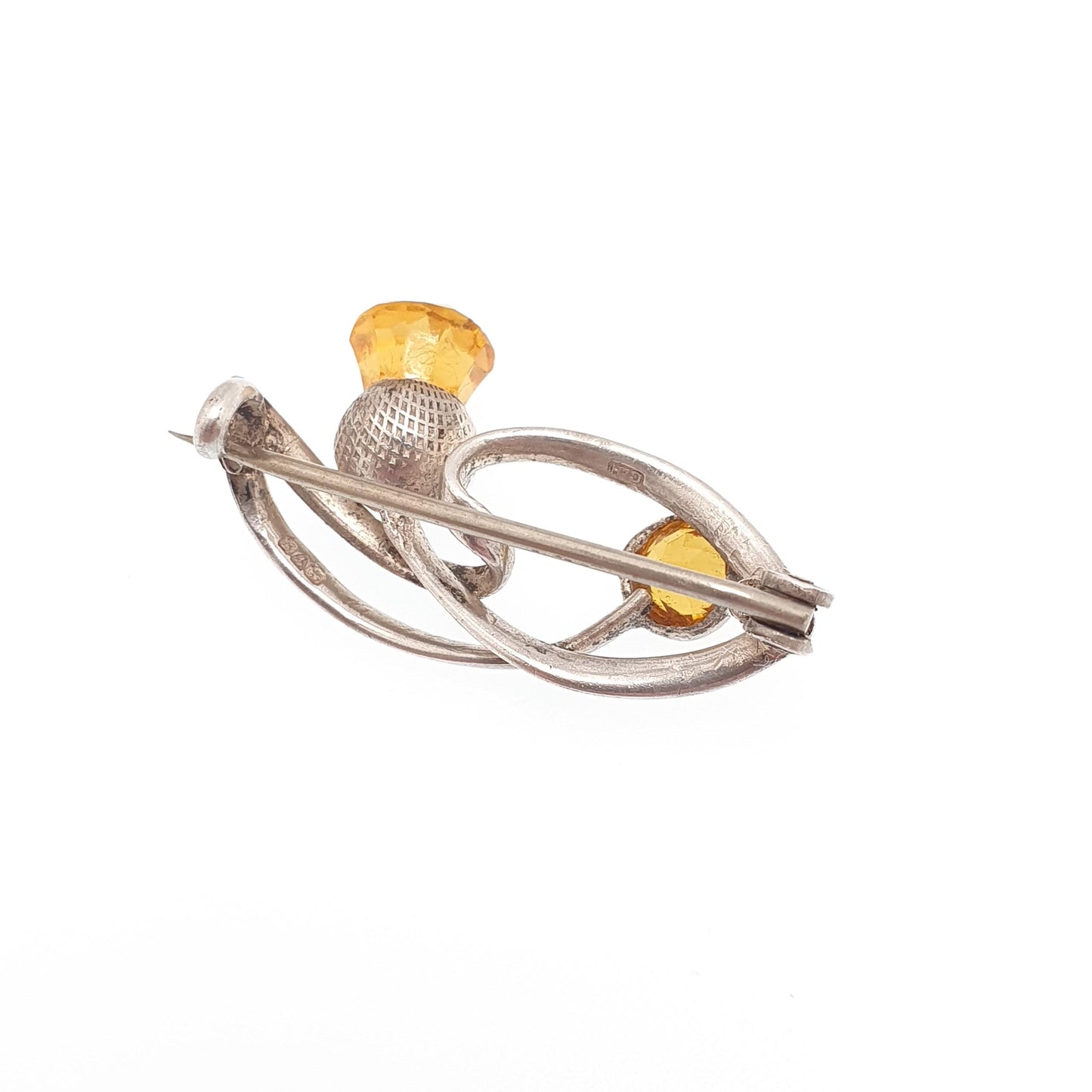 Antique Charles Horner Sterling Silver Citrine Paste Brooch Thistle Knot 1911 Hallmarked Art Nouveau Genuine CH Jewellery Womens Jewelry