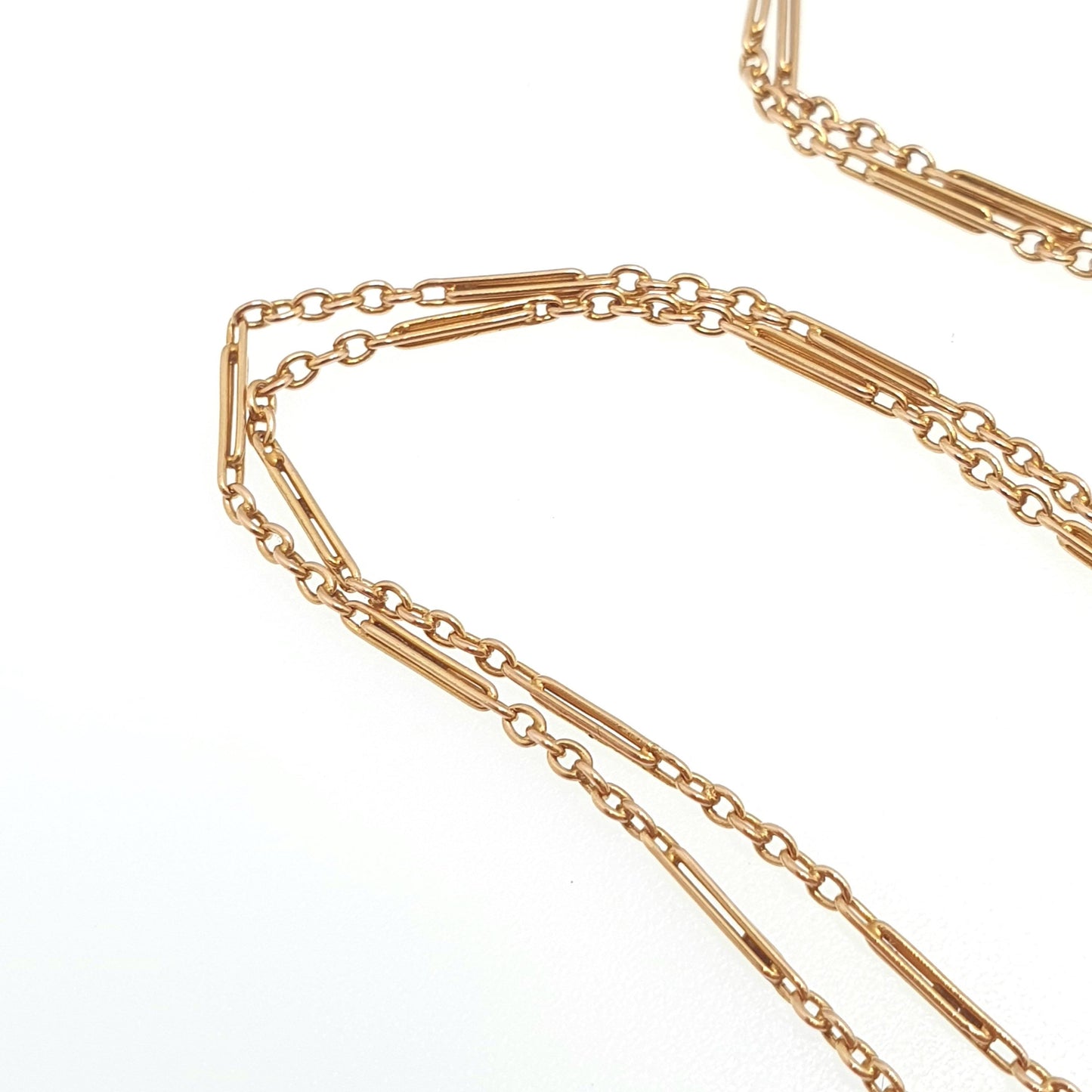 Antique Victorian 15ct Gold Staple Link Chain Necklace Paperclip Yellow 15 Carat Figaro 45cm 2.88g Vintage Jewelry Jewellery