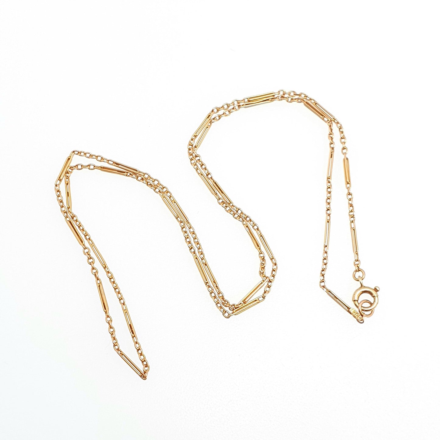 Antique Victorian 15ct Gold Staple Link Chain Necklace Paperclip Yellow 15 Carat Figaro 45cm 2.88g Vintage Jewelry Jewellery