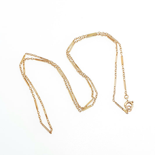 Antique Victorian 15ct Gold Staple Link Chain Necklace Paperclip Yellow 15 Carat Figaro 45cm 2.88g Vintage Jewelry Jewellery