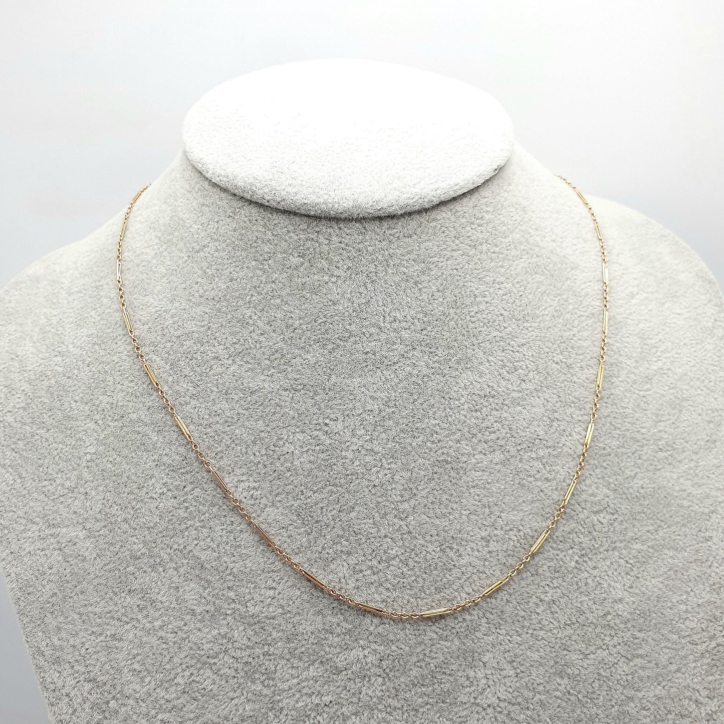 Antique Victorian 15ct Gold Staple Link Chain Necklace Paperclip Yellow 15 Carat Figaro 45cm 2.88g Vintage Jewelry Jewellery