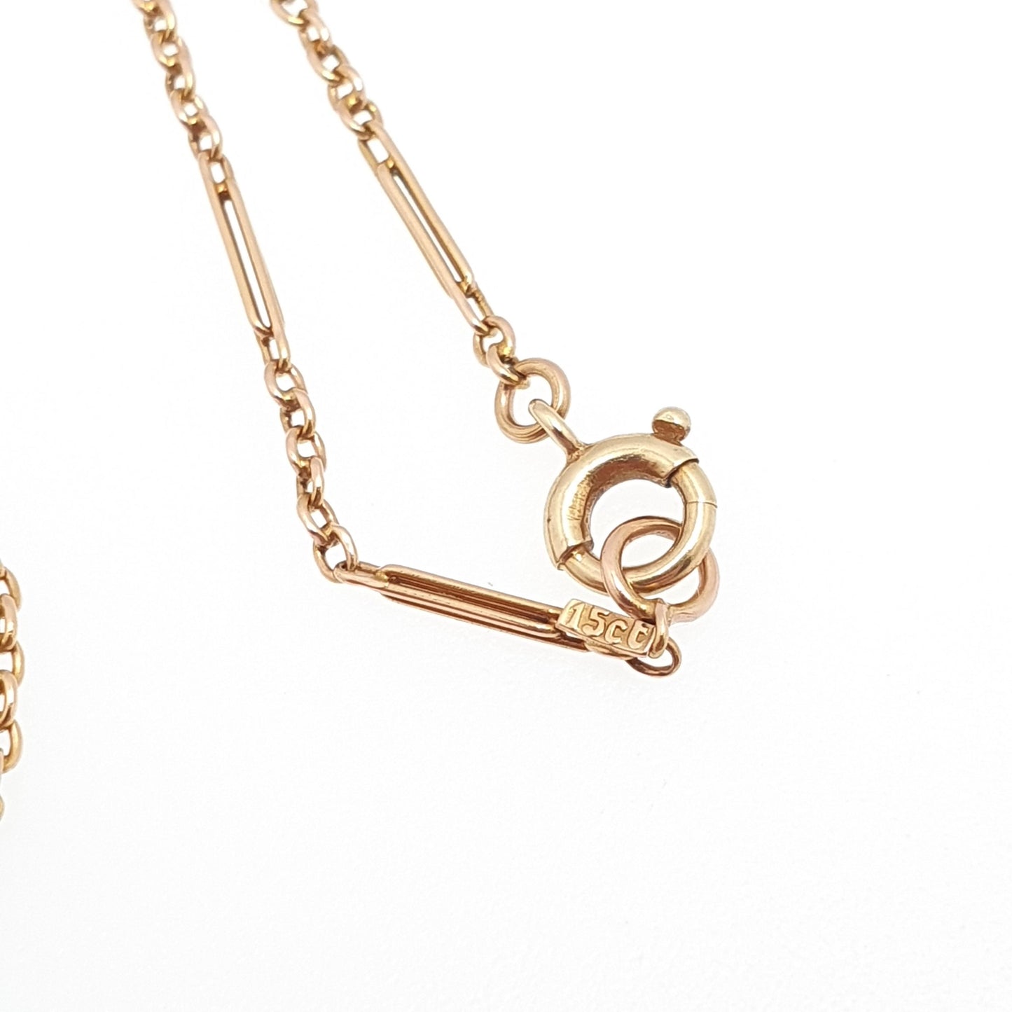 Antique Victorian 15ct Gold Staple Link Chain Necklace Paperclip Yellow 15 Carat Figaro 45cm 2.88g Vintage Jewelry Jewellery