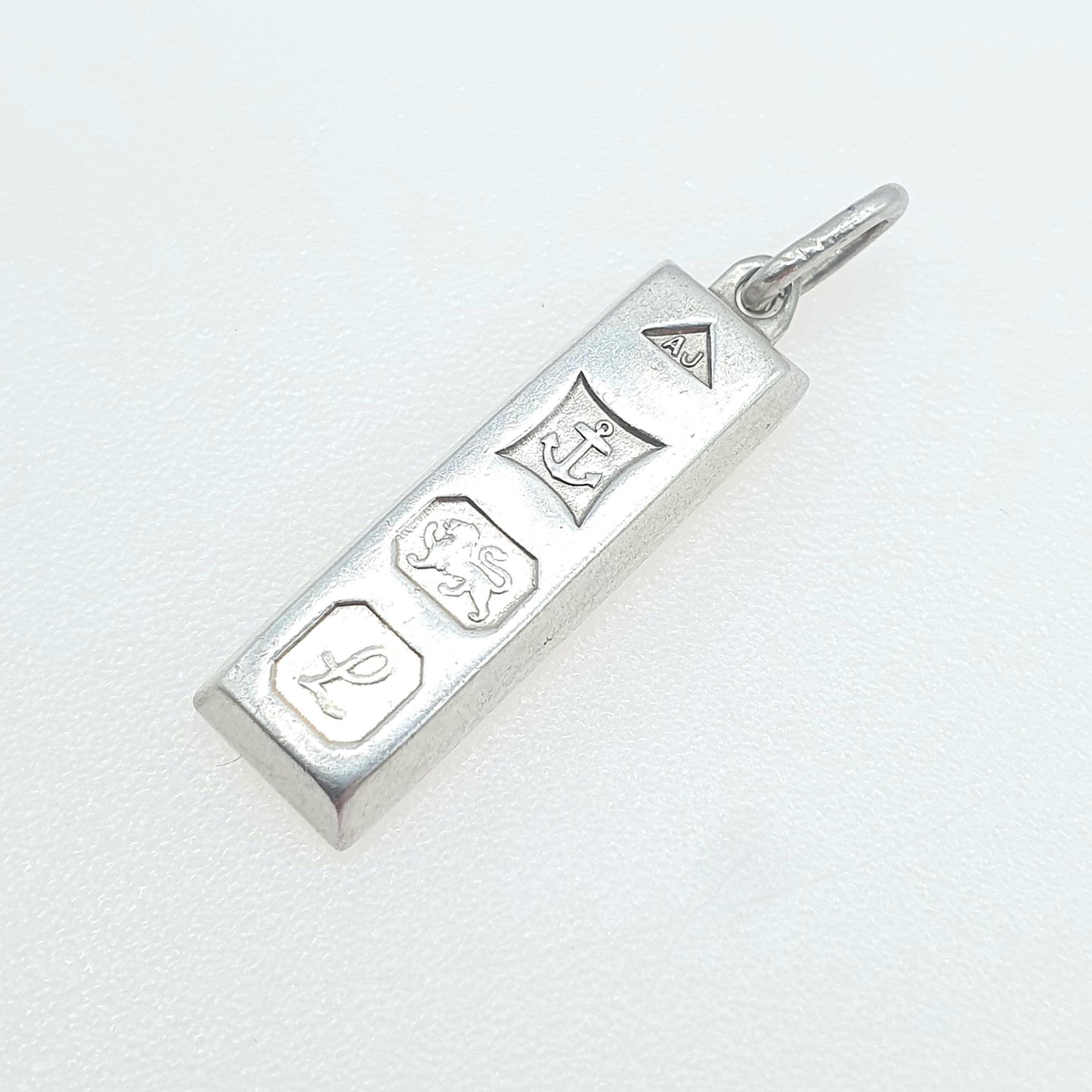 Vintage Sterling Silver Ingot Pendant Necklace 1985 Hallmark Small Bar Cute Tiny Solid 925 Jewellery Jewelry Mens Womens Retro Cute