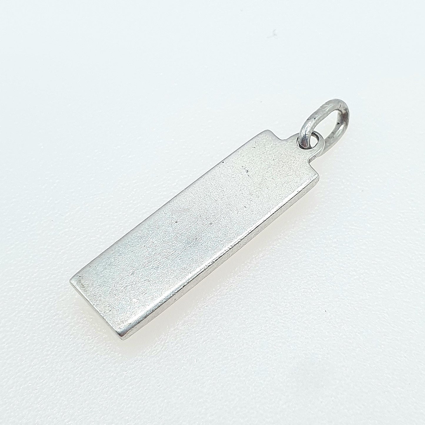 Vintage Sterling Silver Ingot Pendant Necklace 1985 Hallmark Small Bar Cute Tiny Solid 925 Jewellery Jewelry Mens Womens Retro Cute