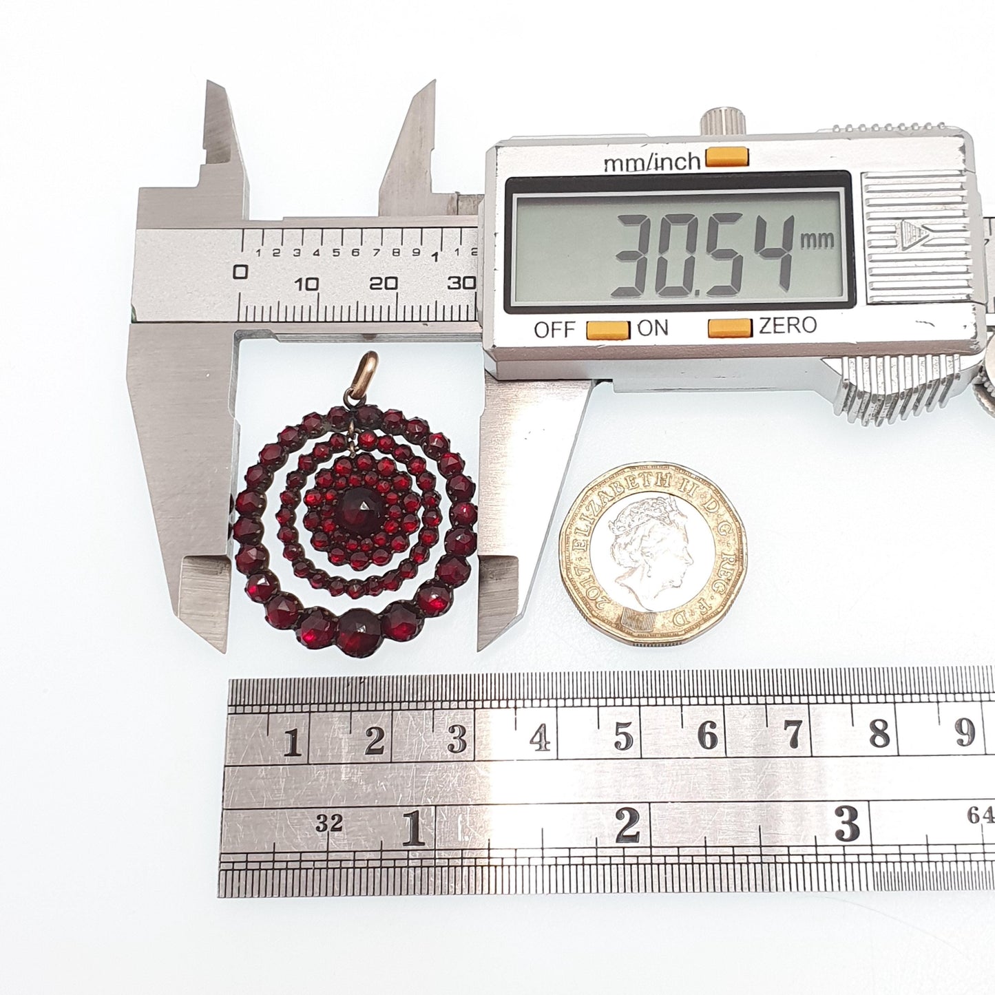 Antique Victorian Bohemian Garnet Pendant Necklace Rolled Gold Filled Crescent Renaissance Revival Vintage Jewelry Jewellery