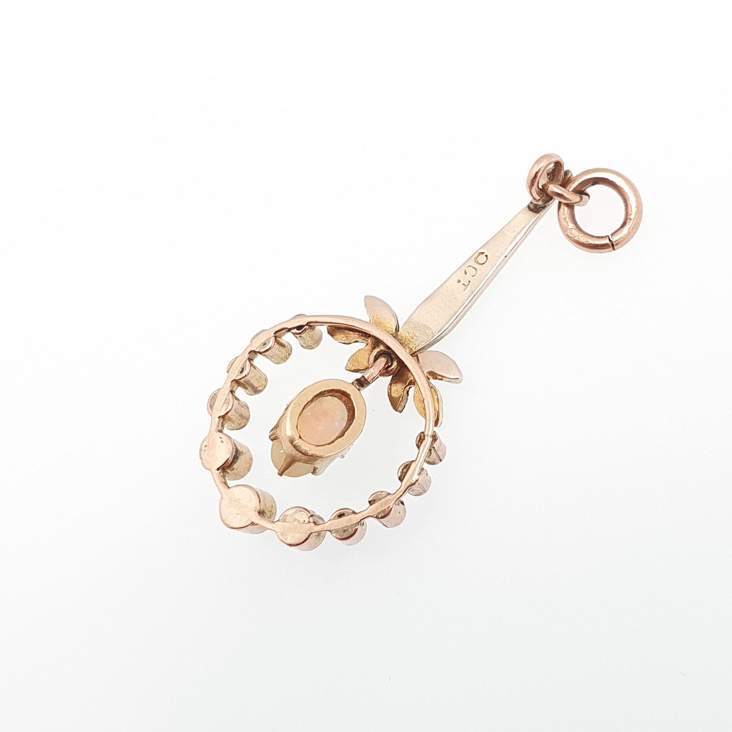 Antique 9ct Gold Opal Pendant Necklace Seed Pearl Solid 9k 9kt Natural Gemstone Womens Vintage Jewelry Jewellery