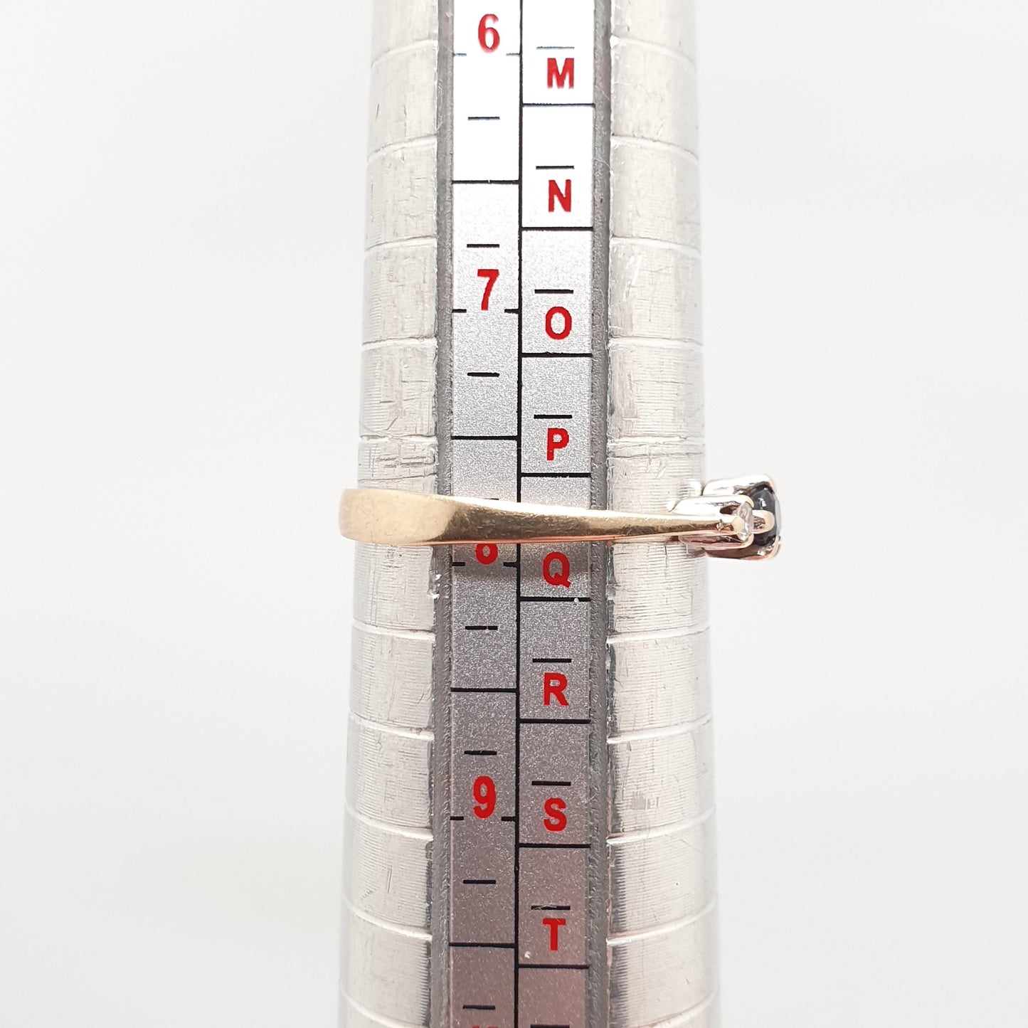 Vintage Diamond & Sapphire 9kt Gold Ring Solid 9ct 9k Marquise Cut Blue Gemstone Stacker Stacking Jewelry Jewellery