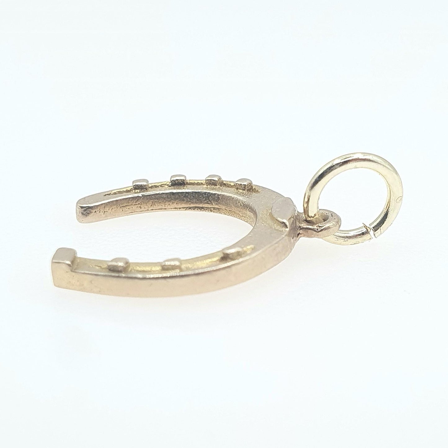 Vintage 9ct Gold Horseshoe Charm Pendant Lucky Good Luck Necklace Solid 9k 375 Riding Equestrian Jewellery Jewelry